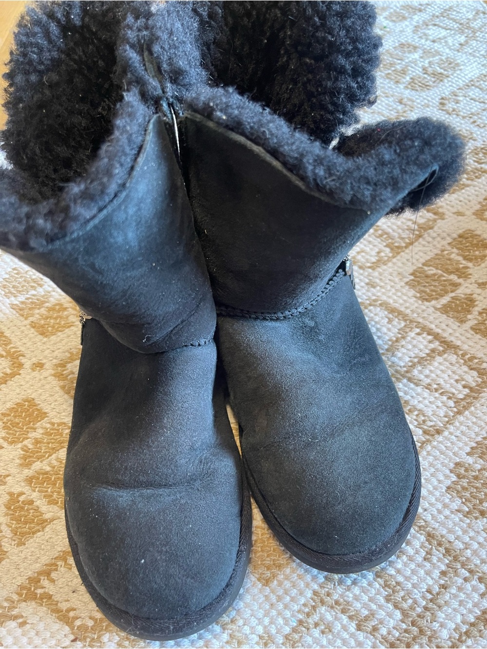 UGG Black Shearling Short Button Boots